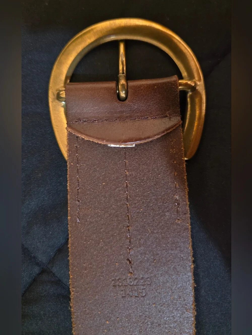 Ralph Lauren Dark Brown Leather Belt with Brass Horseshoe Buckle